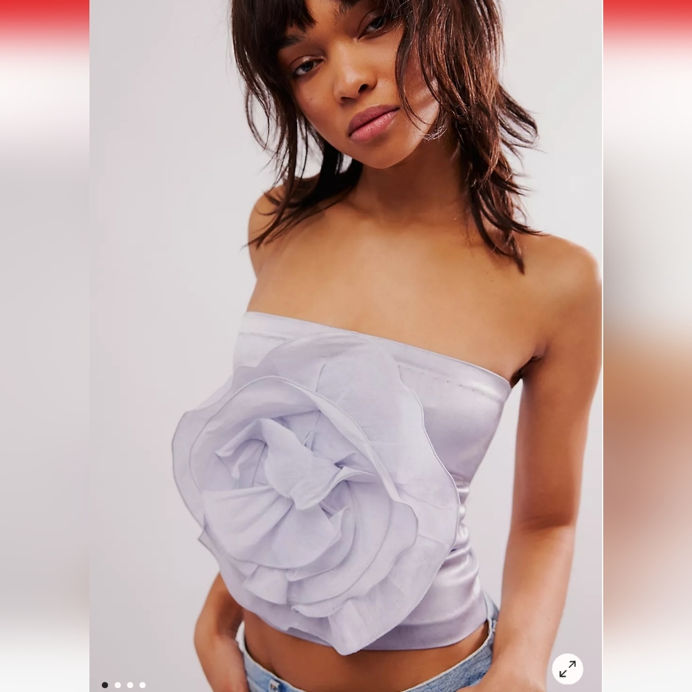 NWT Nigel Preston Rosette Flower Tube Stylish Strapless Top